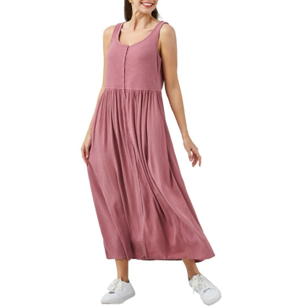 Frye Mauve Pink Button Front Midi Tank Dress Size Large
